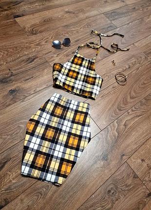 Костюм в клетку юбка + топ