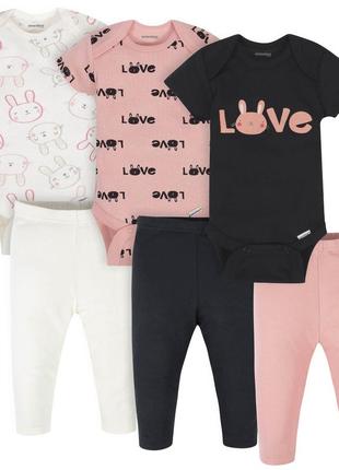 Бавовняний комплект gerber з 2-х предметів (боді + штанці) на 6-9, 9-12 місяців