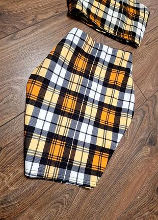 Костюм в клетку юбка + топ