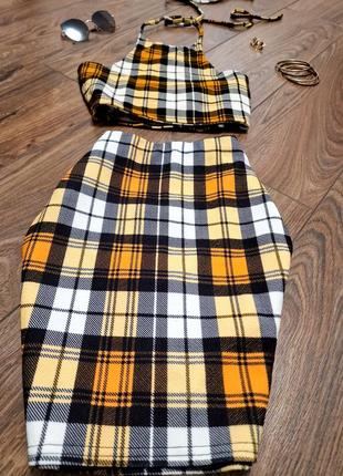 Костюм в клетку юбка + топ