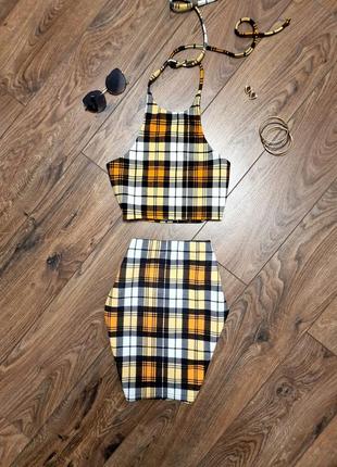 Костюм в клетку юбка + топ