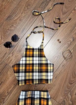 Костюм в клетку юбка + топ