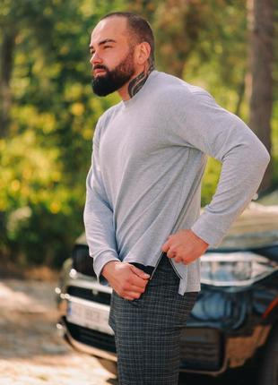 Стильная мужская серая кофта свитер со вставками5 фото
