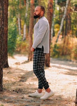Стильная мужская серая кофта свитер со вставками4 фото