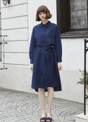 Сукня з льоном uniqlo синє