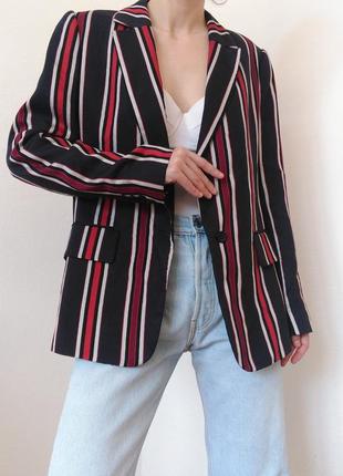 Пиджак в полоску жакет черный вискоза пиджак бордовый черный блейзер в полоску полоску1 фото