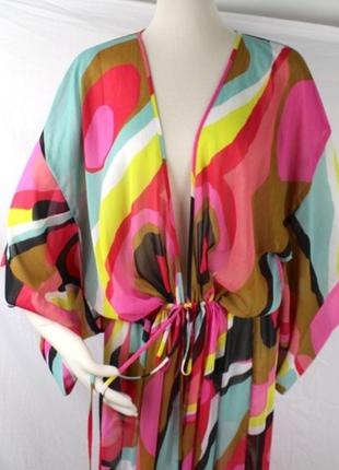♥️ накидка кимоно платье туника сарафан халат пляжный h&m разноцветный пляж длинная макси6 фото