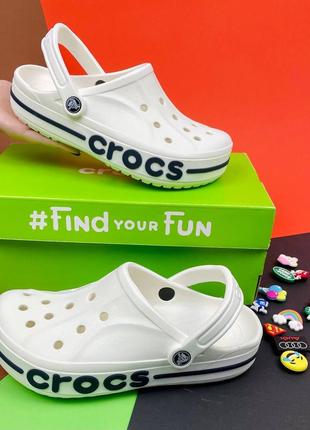 Білі сабо баябенд крокс crocs bayaband white