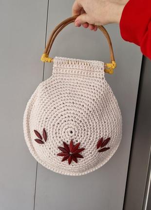 Плетена сумка, літня сумка, сумка хендмейд, оригінальна сумочка