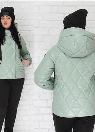 Стильна демісезонна курточка з еко шкіри, колір мята