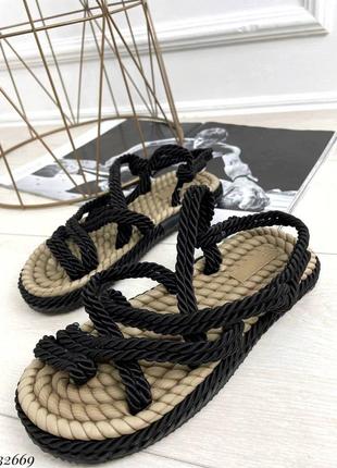 Босоножки сандали плетеные римлянки низкий ход через пальчик2 фото