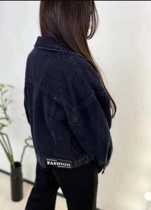 Джинсовая куртка женская джинсовка черная2 фото