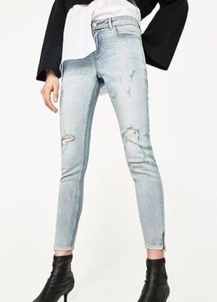 Zara джинсы скинни голубые 38 р1 фото