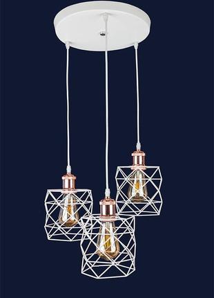 Люстры сетки в стиле лофт levistella 756pr105f-3 wh rg (300)2 фото