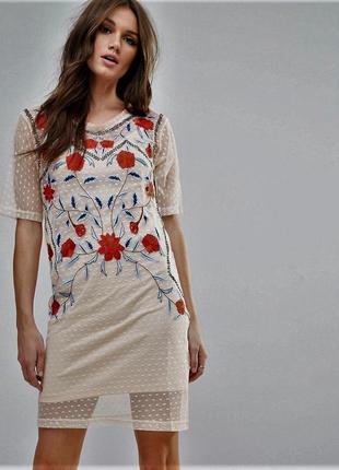 Плаття плаття сліп міні міні сітка з вишивкою бренд river island