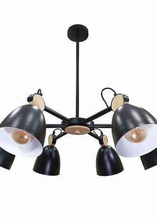Люстра стельова з дерев'яними елементами levistella 752v27039-6 bk