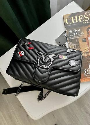 Жіноча чорна сумка сумочка pinko black magic pins