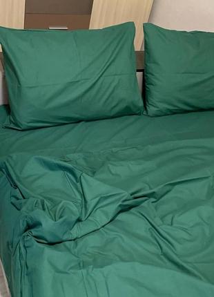 Постельное белье однотонное, зеленое, набор, постельный комплект, 100% хлопок