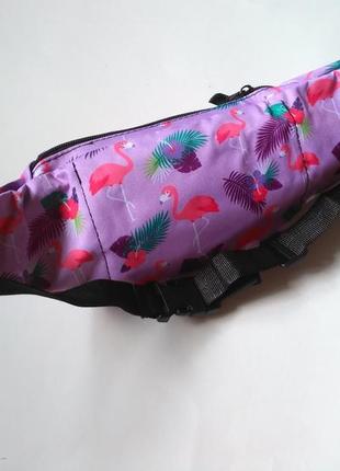 Новая модная бананка, барыжка, сумка на пояс, поясная сумка розовый фламинго5 фото