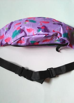 Нова модна бананка, барыжка, сумка на пояс, поясна сумка рожевий фламінго6 фото