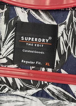 Superdry рубашка гавайка тенниска синяя с принтом хлопок гавайская рубашка лён6 фото