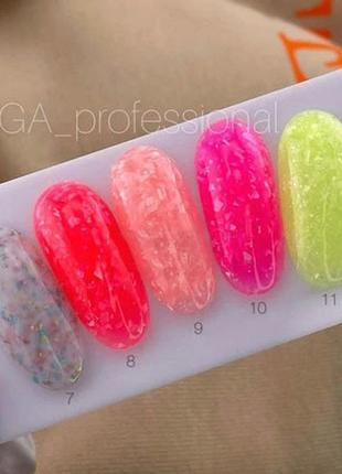 Камуфлирующая база saga professional leaf base 10 (ярко-розовый с поталью), 8 мл