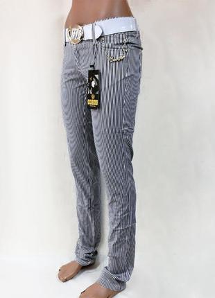 Дешево. классные джинсы скини, черно-белая полоска. р. 252 фото