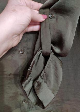 Блузка,  рубашка бренду tally weill до довгого рукава кольору хакі , оливкова4 фото