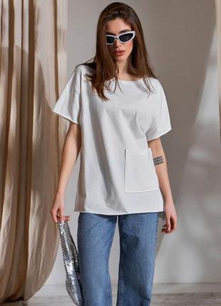 Женская базовая однотонная футболка из натурального хлопка. модель 3000 trikobakh молочный