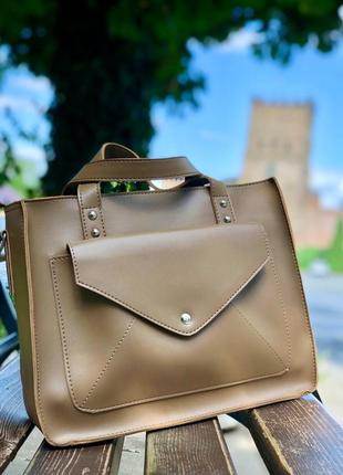 Стильна та зручна сумка з двома ручками, жіноча класична сумка на плече1 фото