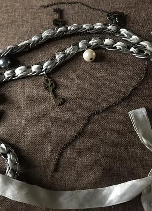 Ожерелье с ключиками, цепочками и сердечками,винтажное,60-ти