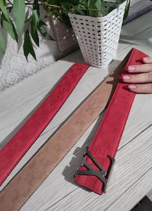Ремень из натуральной кожи + коробка, ремень 4см кожаный, ремень унисекс в стиле луи виттон красный ремень кожаный