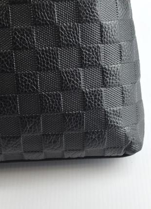 Кожаная мужская сумка черного цвета, черная маленькая наплечная сумочка из натуральной кожи8 фото