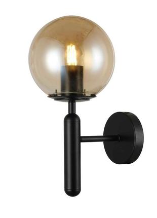 Настінний світильник бра зі скляним плафоном в стилі лофт levistella 916w41-1 bk+br1 фото