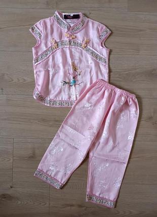 Атласная пижама для девочки 5-6р/ детская красивая пижама