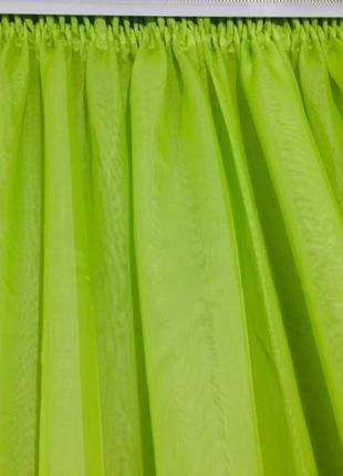 Готова салатова коротка пошита тюль фіранка для кухні, веранди, вітальні