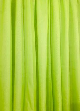 Готова салатова коротка пошита тюль фіранка для кухні, веранди, вітальні