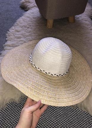 Шляпа с полями пляжная плетеная рафия солома соломенная солом’яний капелюх рафія
