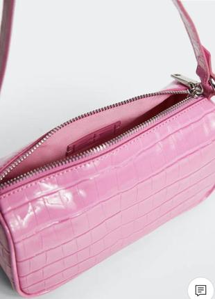Розовая сумочка сумка багет яркая маленькая4 фото