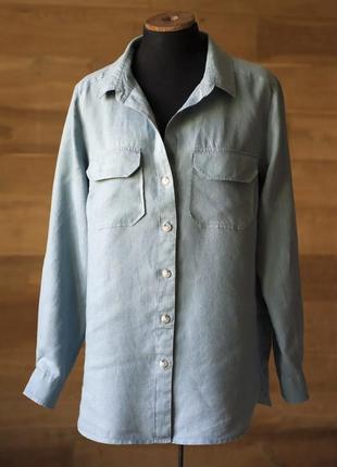 Льняная стильная рубашка next р.16 (l-2xl) как новая