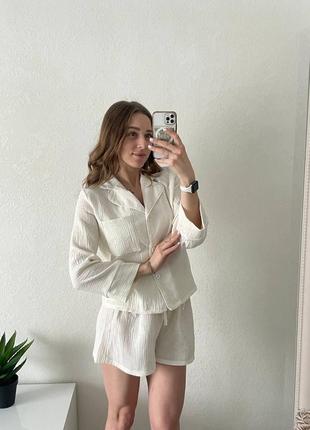Муслиновая пижама рубашка и шорты4 фото