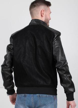 Чоловіча чорна куртка курточка екошкіра екошкіра2 фото