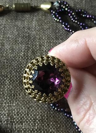 Лот кольцо из чешского стекла и бусы из чешского бисера