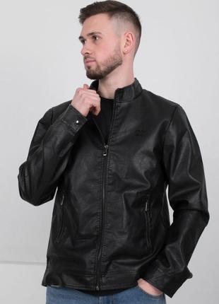 Мужская черная куртка курточка весна демисезон эко кожа экокожа