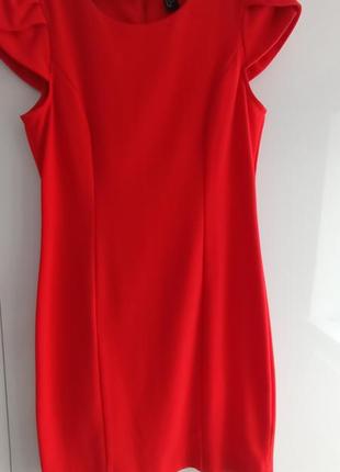 H&amp;m ярко-красное приталенное платье м7 фото