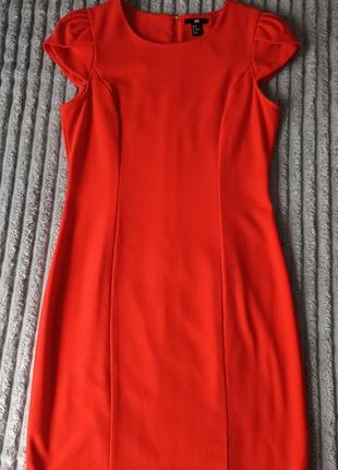 H&amp;m ярко-красное приталенное платье м6 фото
