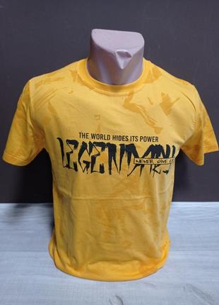 Детская подростковая футболка для мальчика турция манга  на 12-14 лет желтая хлопок