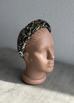 Обруч ободок распродаж пайетки золотистый черный