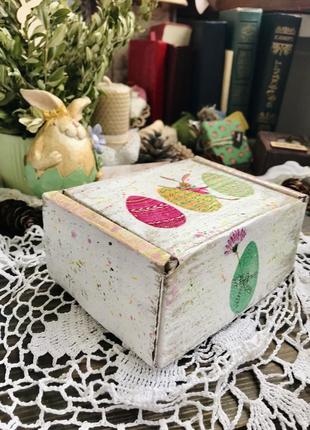 Подарочная пасхальная коробка бокс пасхальный зайчик, хендмейд, ручная работа3 фото