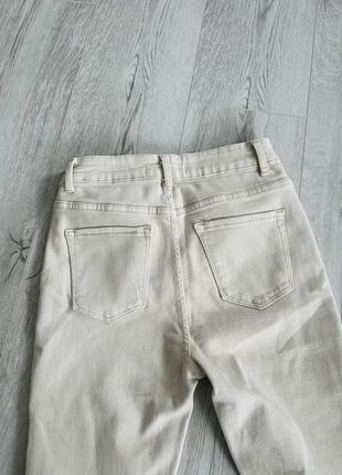 Джинсы брюки с разрезами бежевые скинни zara2 фото